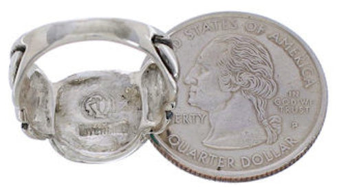 Southwest Turquoise Inlay And Sterling Silver Ring Size 6-1/4 TX39912